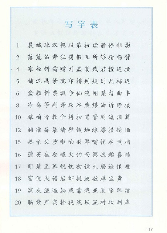 写字表2018新人教部编版小学三年级语文上册课本全册教材