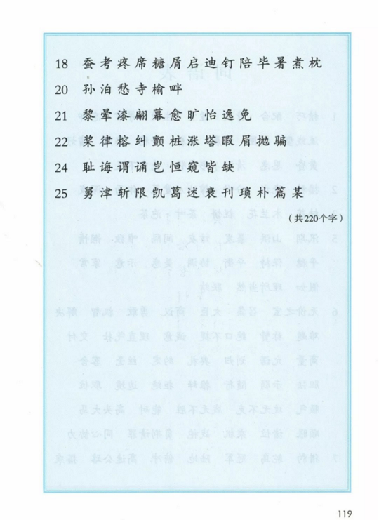 《写字表》人教版小学五年级语文上册2019年5月发版课本全册教材
