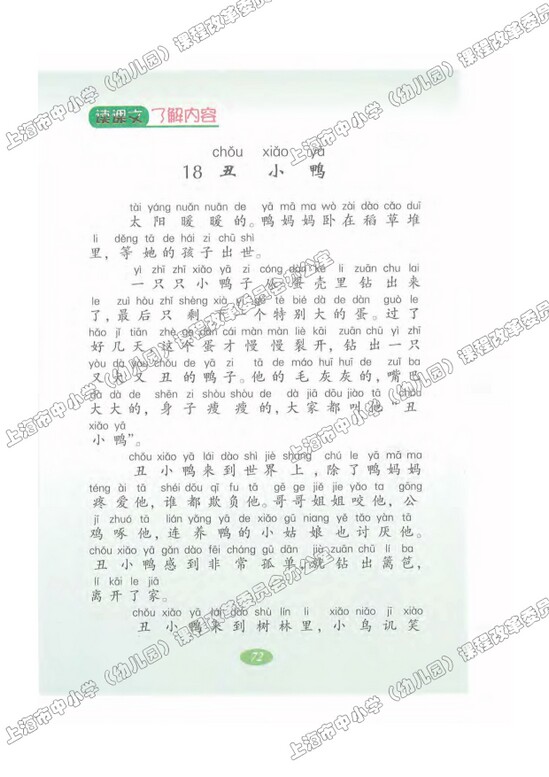 读课文了解内容18.丑小鸭