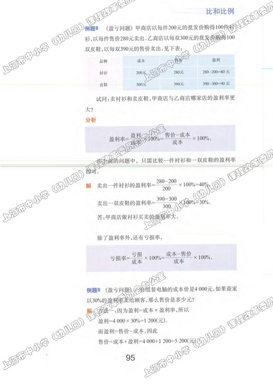 3.5、百分比的应用|沪教版小学六年级数学上册课本
