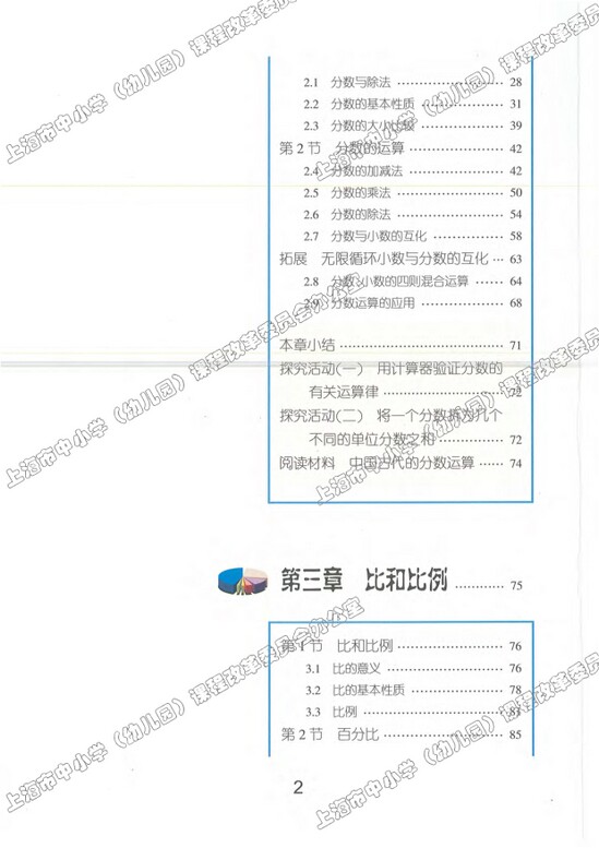 目录|沪教版小学六年级数学上册课本