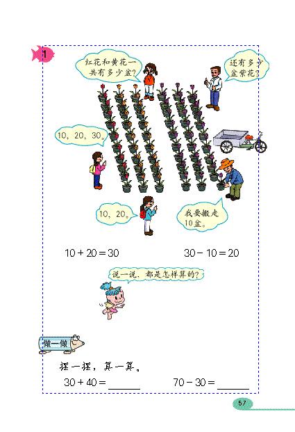 小学一年级数学下册100以内的加法和减法 一 人教版小学课本