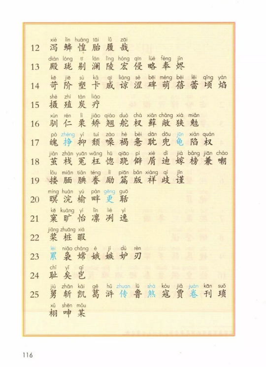 《识字表》人教版小学五年级语文上册2019年5月发版课本全册教材