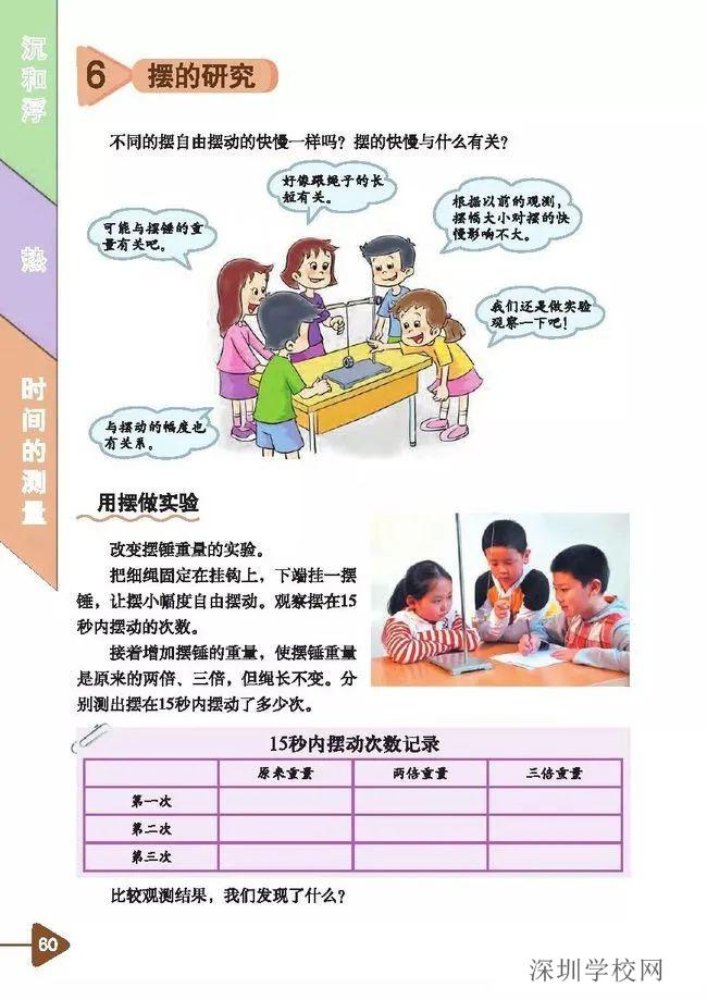 时间的测量6 摆的研究 教科版小学五年级科学下册课本 小学课本网